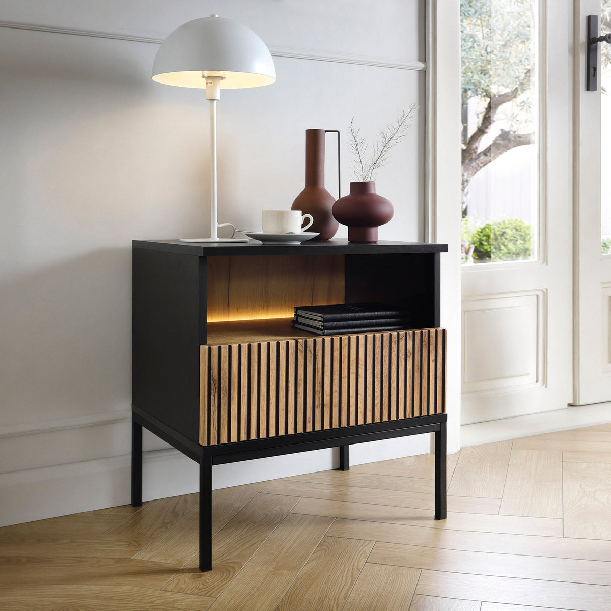 Lampy bedside table with slatted front 54x56 cm – photo 2