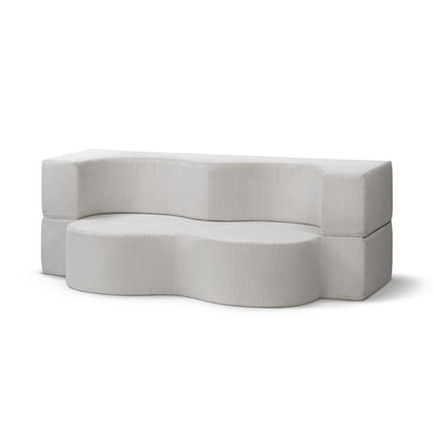Sofa piankowa wolnostojąca 200 cm z funkcją spania w stylu japandi | Kamelia Lniany Krem (POSO 100)