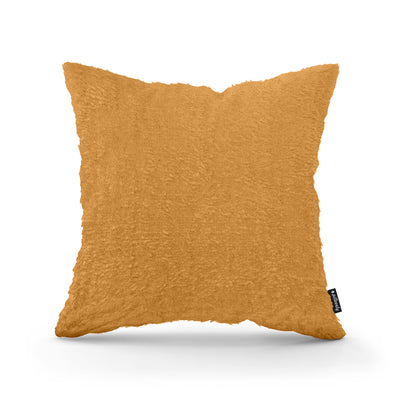 Plush Decorative Cushion 45x45 cm, Glamour Style – 100% PES Plush, Soft Texture – Honey Ochre (SORRISO 22)