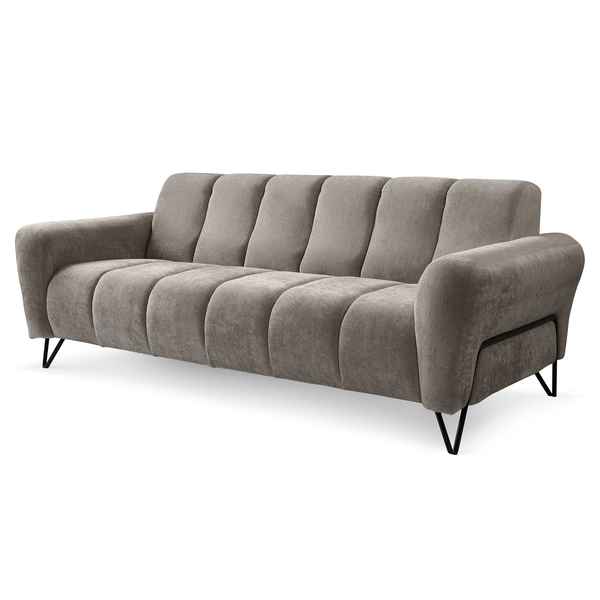 Nellia 3 Seater Sofa for Living Room, Soft Style, Storm Fabric – Grey Beige (STORM 09)