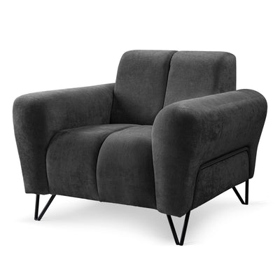 Nellia Upholstered Armchair, Modern Style, Storm Fabric – Black Graphite (STORM 99)