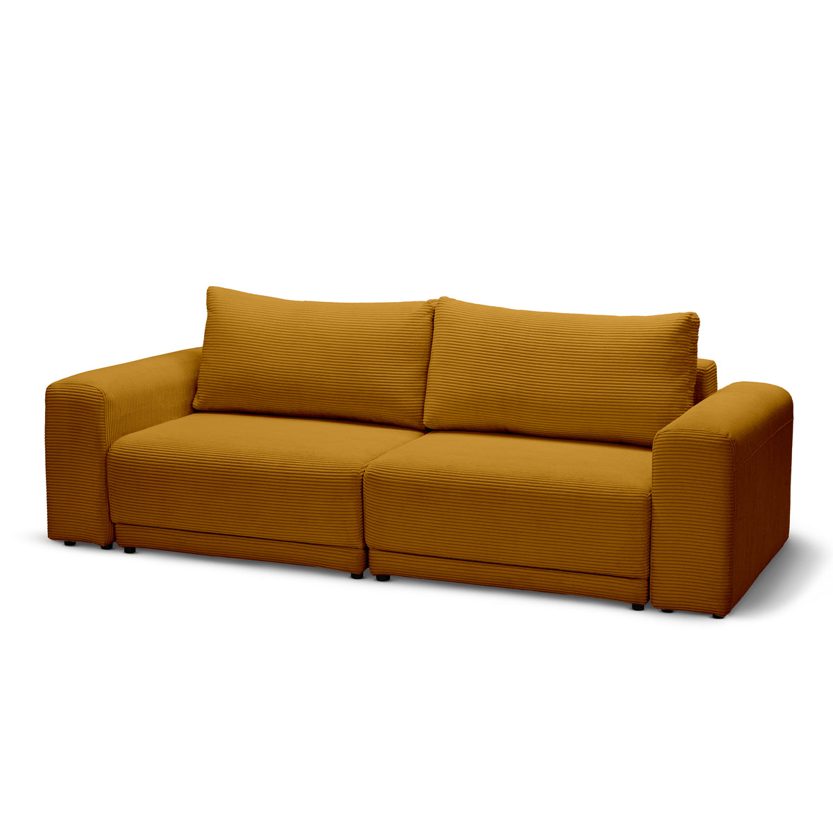 Sofa z funkcją spania 145 × 203 z pojemnikiem w stylu nowoczesnym | Zoria Złocisty Orzech (POSO 01)