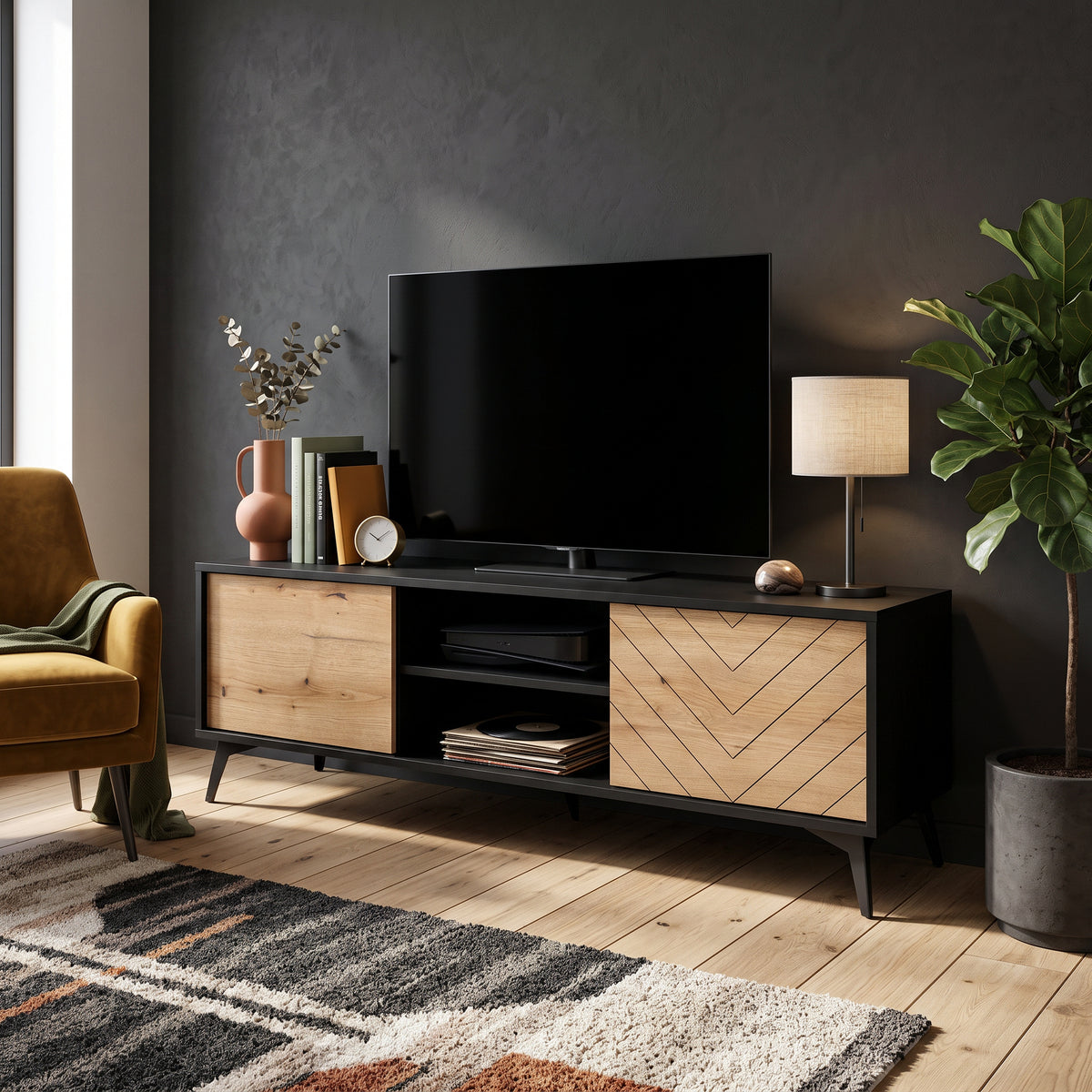 Nirwana TV unit 154x50 in modern style – interior setting