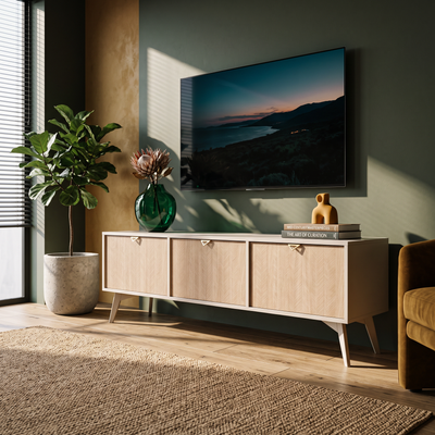Mandala TV Unit / TV Stand 158x52, Boho Style – in a room setting