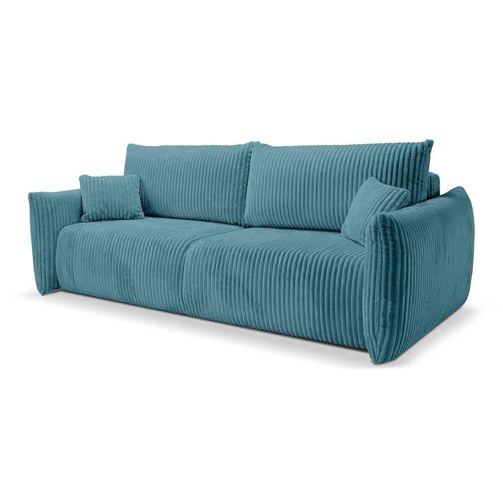 Alloro 3 Seater Sofa Bed 145x200 with Storage, Modern Style – Deep Water (TILIA 75)