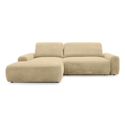 Dori Corner Sofa Bed with Storage 125x200, Modern Style – Left-sided, Golden Linen (TILIA 08)