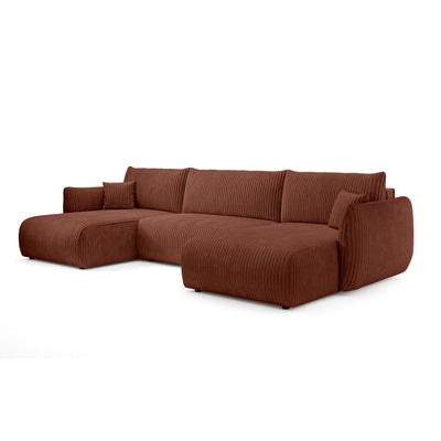 Narożnik U z funkcją spania o powierzchni 145x302 w stylu vintage | ALLORO Cegła Toskańska (TILIA 52)