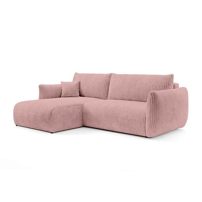 Narożnik z funkcją spania 257 cm w stylu nowoczesnym | ALLORO Lewostronna Porcelanowy Róż (TILIA 62)