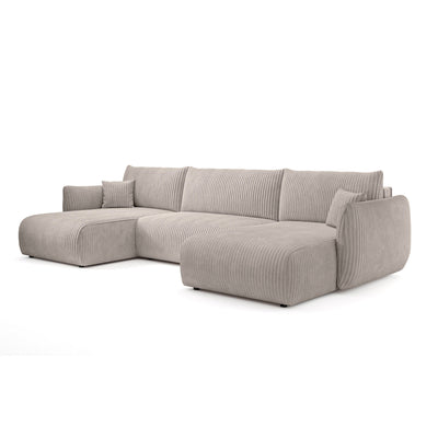 Narożnik U z funkcją spania o powierzchni 145x302 w stylu vintage | ALLORO Popiel Morwy (TILIA 83)