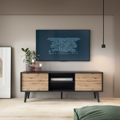 Szafka RTV pod telewizor Las 154x56 w stylu loft – w aranżacji wnętrza