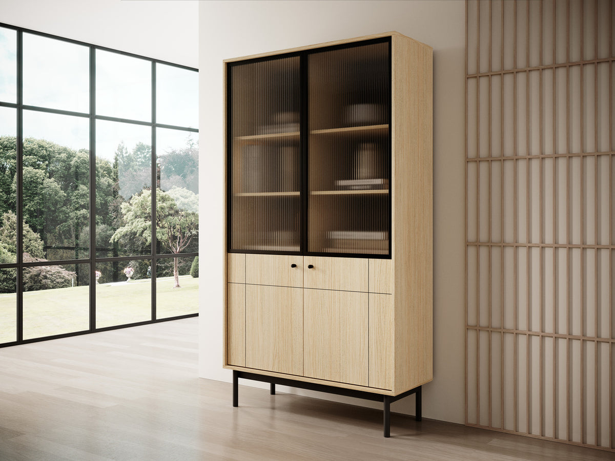 Witryna Sabi przeszklona 104x185 cm w stylu japandi – zdjęcie 9