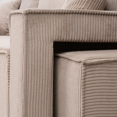 Klara Reversible Corner Sofa Bed with Storage and Pouffe, Modern Style – close-up of details and texture