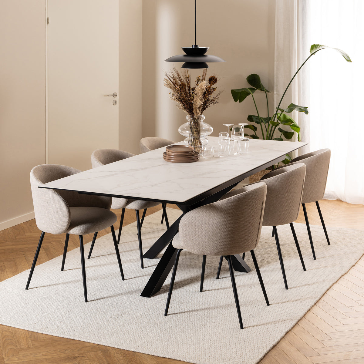 Lorrins Large Extendable Dining Table 200–240x76 cm, Modern Style – in a room setting