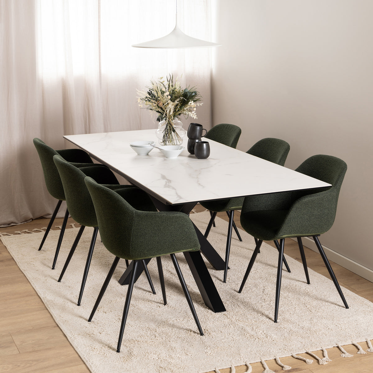 Lorrins Extendable Dining Table 168–210x76 cm, Modern Style – in a room setting