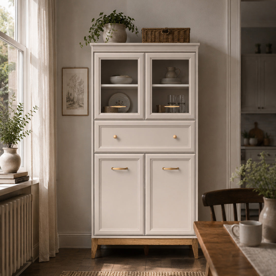 Serena Display Cabinet 92x151 with Glass Fronts, Modern Classic Style – in a room setting