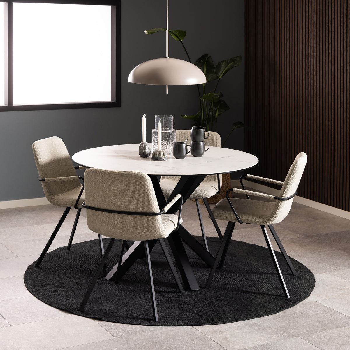 Stela Round Dining Table 119x76 cm, Modern Style – in a room setting