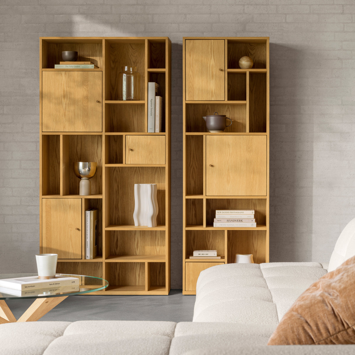 Regał Asymo do salonu 90x180 w stylu japandi – w aranżacji wnętrza