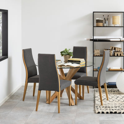 Stela Round Glass Dining Table 119x76 cm, Modern Style – in a room setting