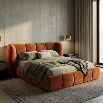 Łóżko tapicerowane Ventara 140x200, 160x200 i 180x200 pikowane z pojemnikiem w stylu soft modern – w aranżacji wnętrza