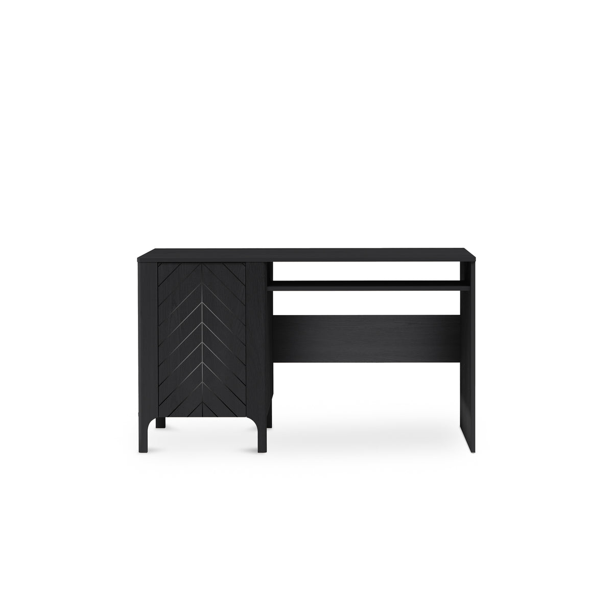 Bureau EKLIPSO 135x78 avec placard fermant à clé de style moderne - couleur noire | Pillovely