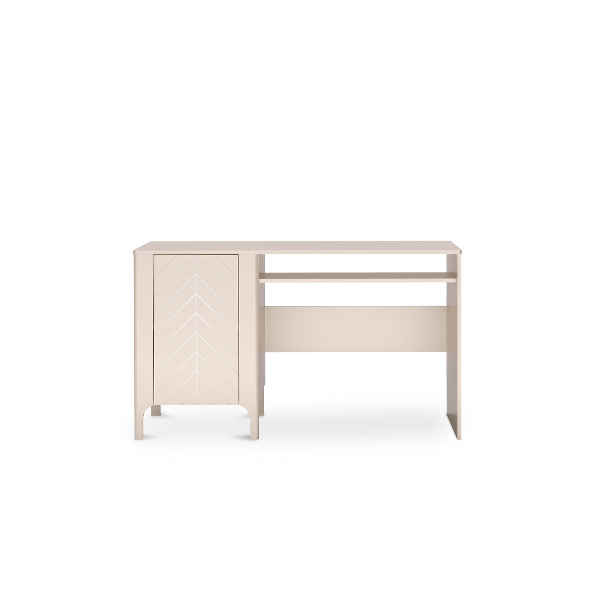 Bureau EKLIPSO 135x78 avec armoire fermée de style moderne, couleur cachemire – vue de face | Pillovely