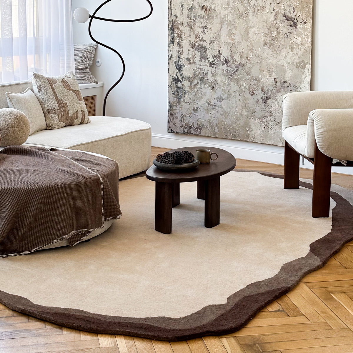 Tapis Groti en laine tuftée à la main, avec un motif irrégulier de style naturel - photo 2