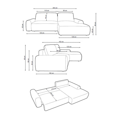 Dori Corner Sofa Bed with Storage 125x200, Modern Style – photo 7