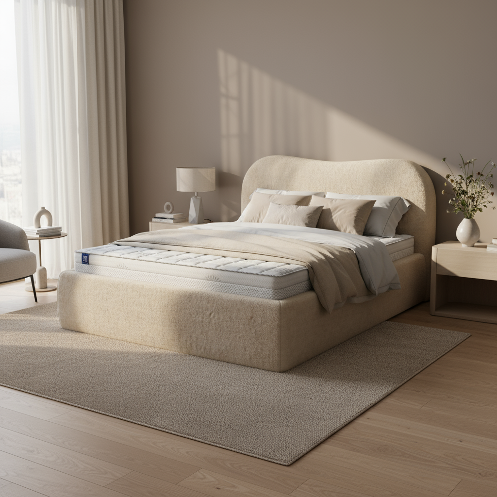 Leo Upholstered Ottoman Bed with Storage 140x200, 160x200 and 180x200, Modern Style – in a room setting