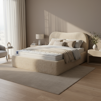 Łóżko tapicerowane Leo 140x200, 160x200 i 180x200 z pojemnikiem w stylu nowoczesnym – w aranżacji wnętrza