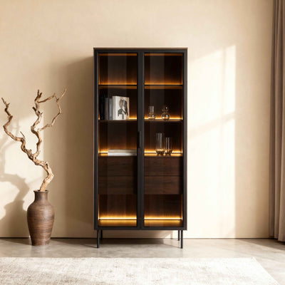 Lummer Glass Display Cabinet 91x195 cm, Modern Style – in a room setting