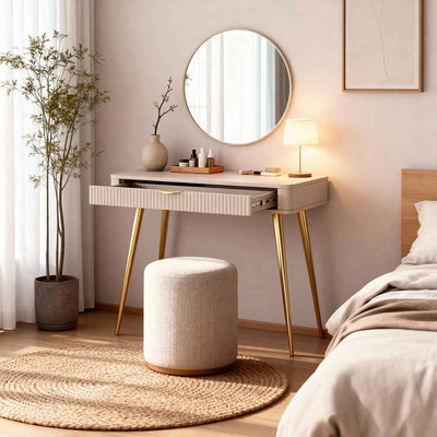 Laanti Dressing Table with Drawer 100x78 cm, Modern Style – in a room setting