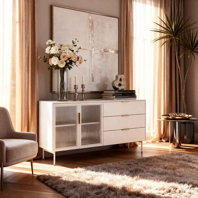 Lummer Sideboard with Doors and Drawers 181x83, Modern Style – in a room setting