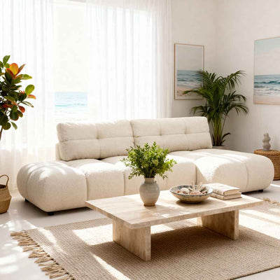 Milorya Corner Sofa Bed DL 230 cm, Modern Style – in a room setting