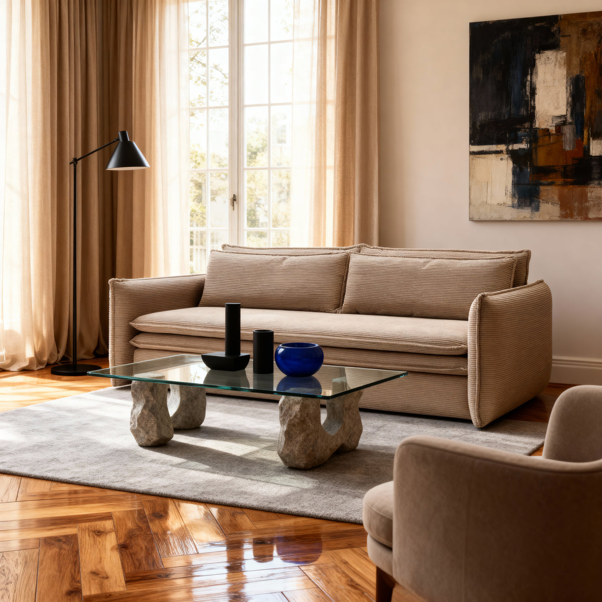 Lily Corduroy Sofa Bed 140x200 with Storage