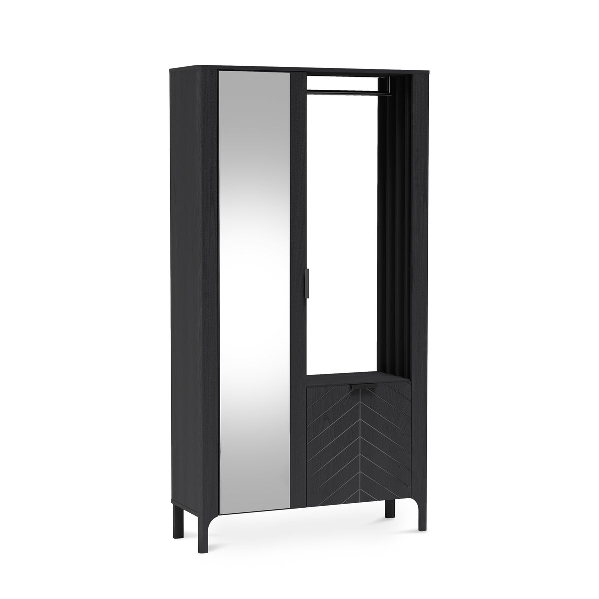 Armoire EKLIPSO 105x197 avec miroir au style moderne, coloris noir - photo principale | Pillovely