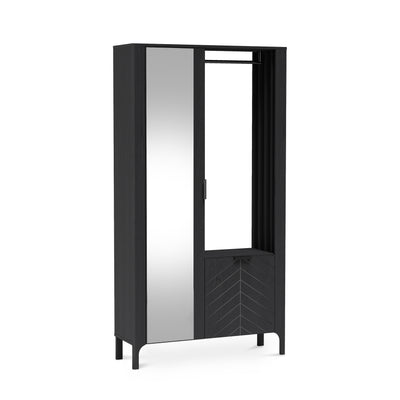 Armoire EKLIPSO 105x197 avec miroir au style moderne, coloris noir - photo principale | Pillovely