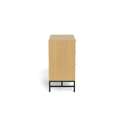 Commode Bambouz 81 x 81 – vue de profil du corps couleur chêne et du piètement noir avec raccord