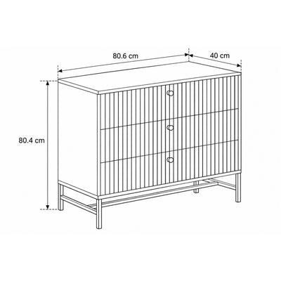 Commode Bambouz 81 x 81 – plan coté indiquant la largeur, la hauteur et la profondeur