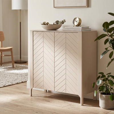 Commode EKLIPSO 103x95 avec façade à deux portes dans un style moderne, coloris Cachemire - dans un aménagement intérieur | Pillovely