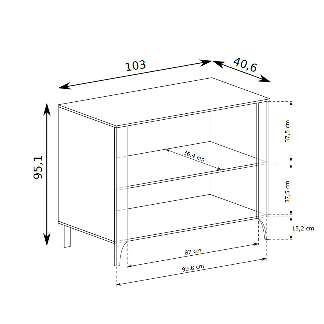 Commode EKLIPSO 103x95 à deux portes, de style moderne - dessin coté | Pillovely