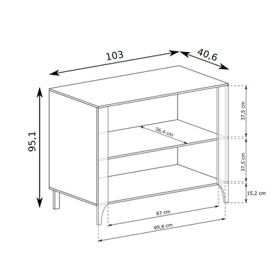 Commode EKLIPSO 103x95 à deux portes, de style moderne - dessin coté | Pillovely