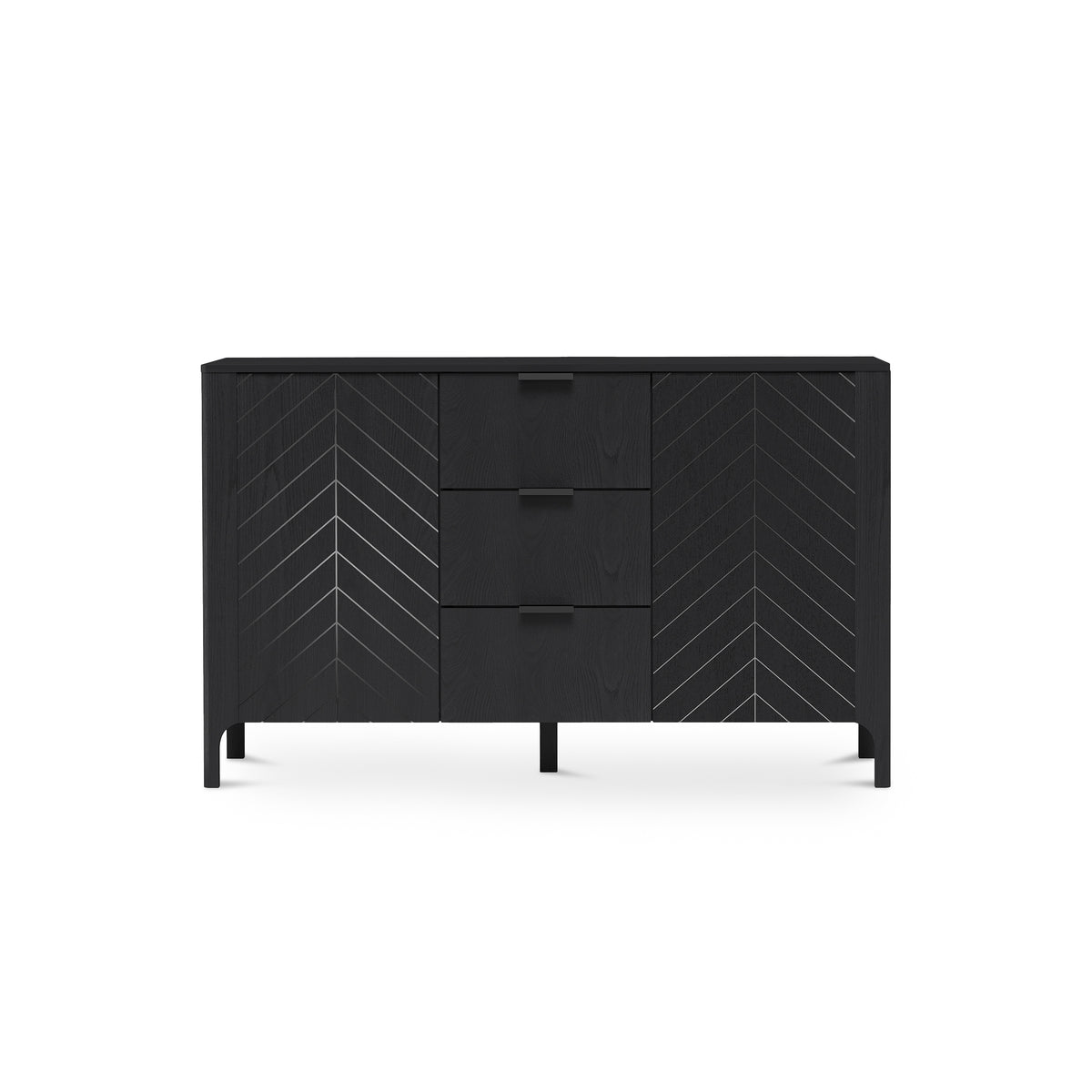 Commode EKLIPSO 153x95 avec façades à motif chevron de style moderne - couleur noire | Pillovely