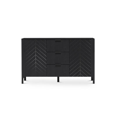 Commode EKLIPSO 153x95 avec façades à motif chevron de style moderne - couleur noire | Pillovely