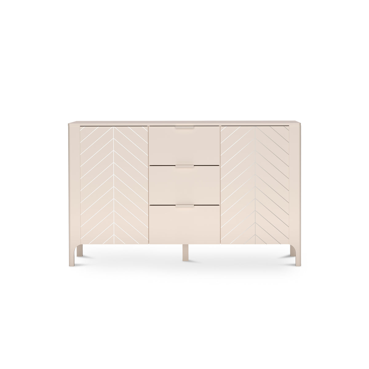 Commode EKLIPSO 153x95 avec façades à chevrons de style moderne, coloris cachemire - vue de face | Pillovely