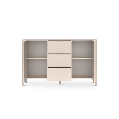 Commode EKLIPSO 153x95 à façades en chevrons de style moderne, coloris cachemire - intérieur après ouverture | Pillovely