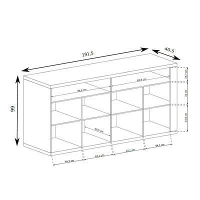 Commode Korin 192x99 – schéma avec largeur, hauteur et profondeur