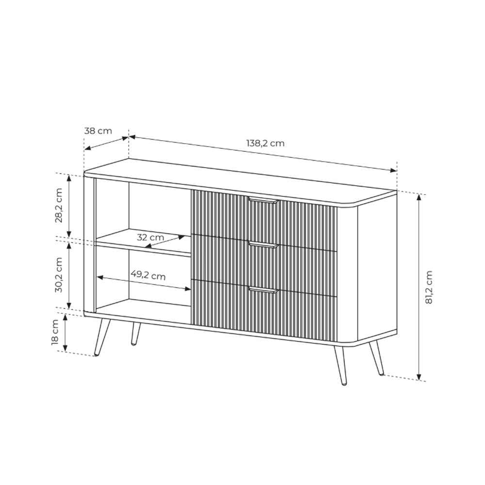 Komoda Laanti 138x81 z szufladami i drzwiami w stylu eleganckim – zdjęcie 7