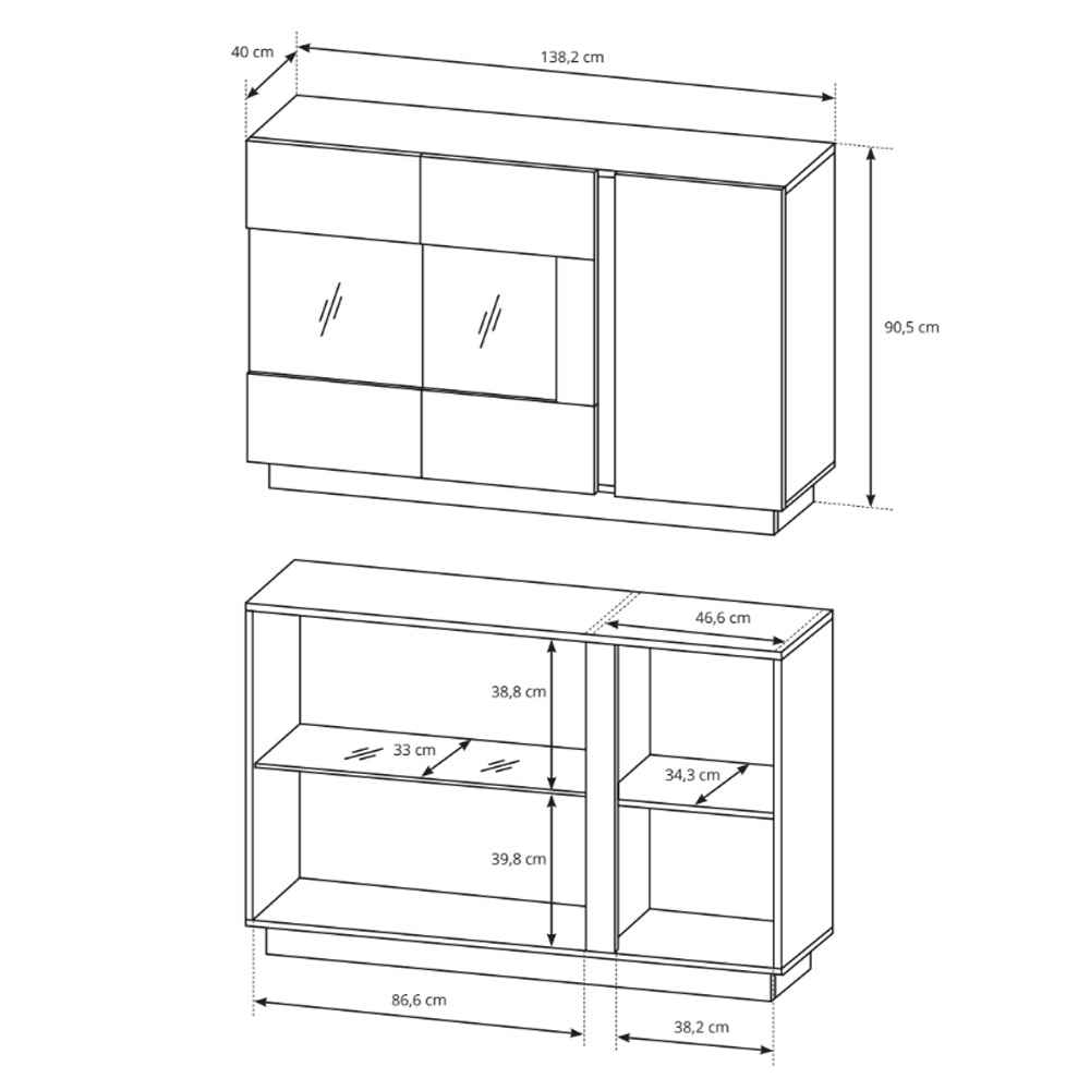 Komoda Armelia z witryną 138x91 w stylu nowoczesnym – zdjęcie 4