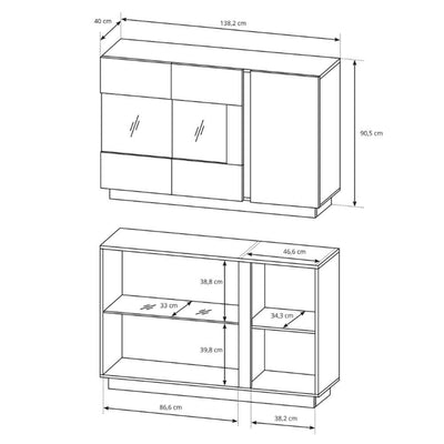 Komoda Armelia z witryną 138x91 w stylu nowoczesnym – zdjęcie 4