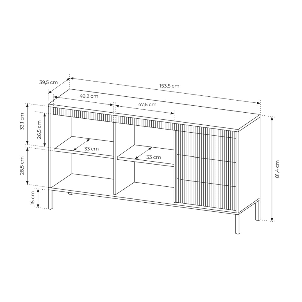Komoda Senra z drzwiami i szufladami 154x81 w stylu japandi – zdjęcie 6